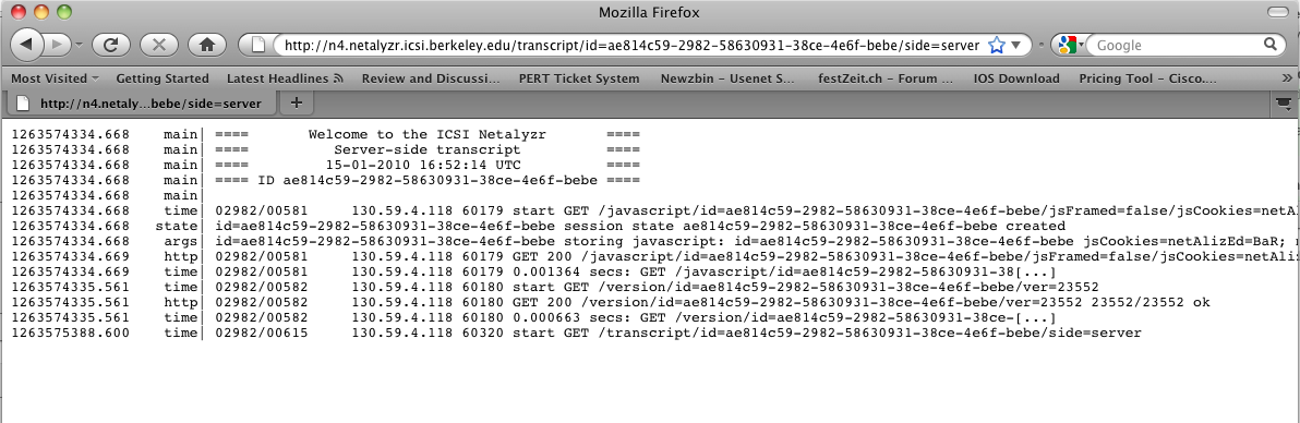 eduPERT KB > NetAlyzr > Netalyzr-transcript-server.png Netalyzr-transcript-server.png