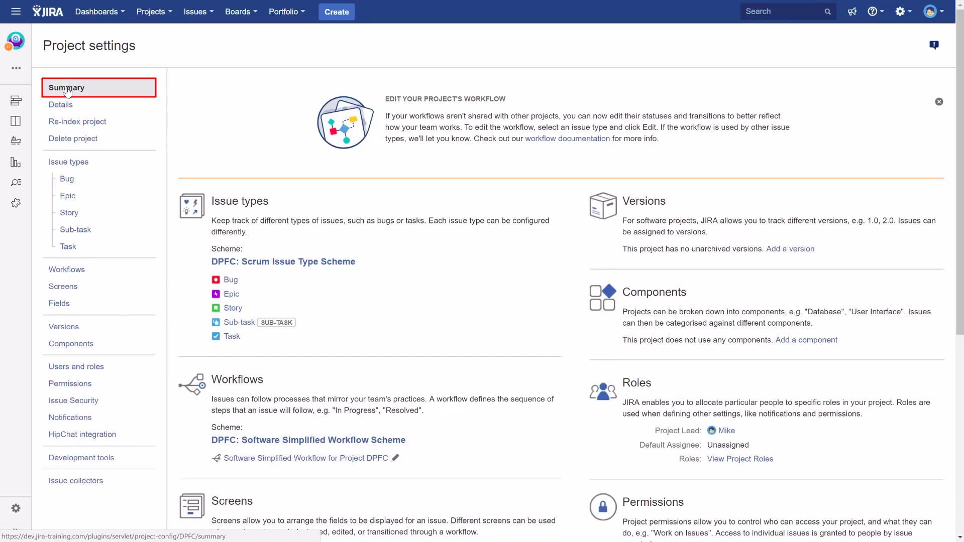 GEANT Software Development Support > JIRA - issue tracking system > 2-setting-summary.png